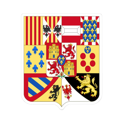 Greater Royal Arms of Spain 1761-1868 and 1874-1931 - Shape Variant (Spain) (Coat of Arms) STICKER Vinyl Kiss-Cut Decal 3 Inch White - The Sticker Space