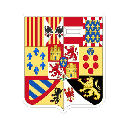 Greater Royal Arms of Spain 1761-1868 and 1874-1931 - Shape Variant (Spain) (Coat of Arms) STICKER Vinyl Kiss-Cut Decal 6 Inch White - The Sticker Space
