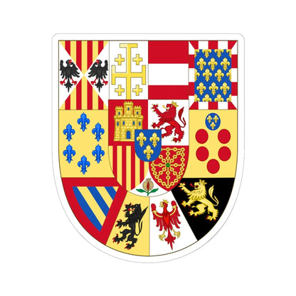 Greater Royal Arms of Spain 1931-Escutcheon of France (Spain) (Coat of Arms) STICKER Vinyl Kiss-Cut Decal 6 Inch White - The Sticker Space