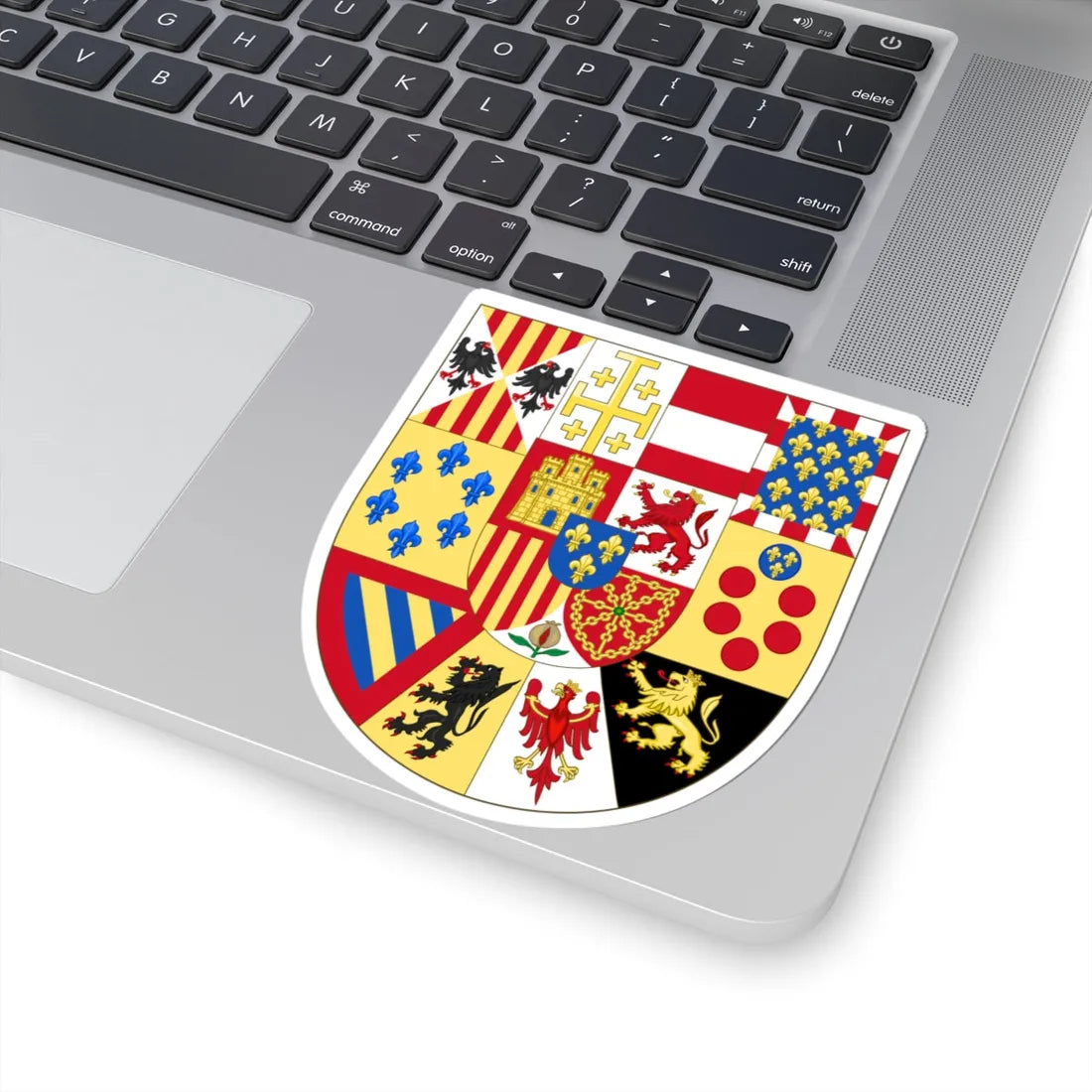 Greater Royal Arms of Spain 1931-Escutcheon of France (Spain) (Coat of Arms) STICKER Vinyl Kiss-Cut Decal - The Sticker Space