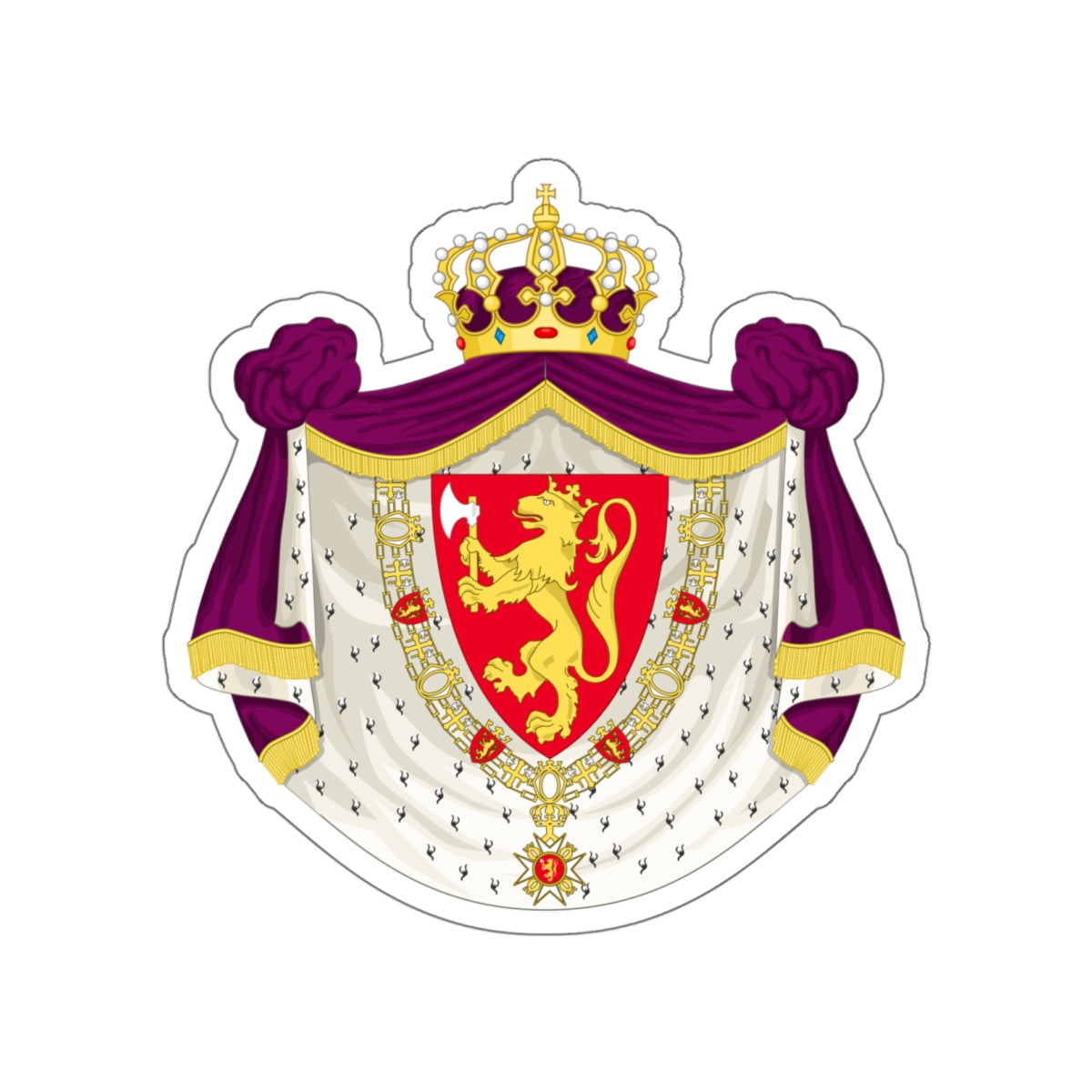 Greater royal coat of arms of Norway STICKER Vinyl Die-Cut Decal-White-The Sticker Space