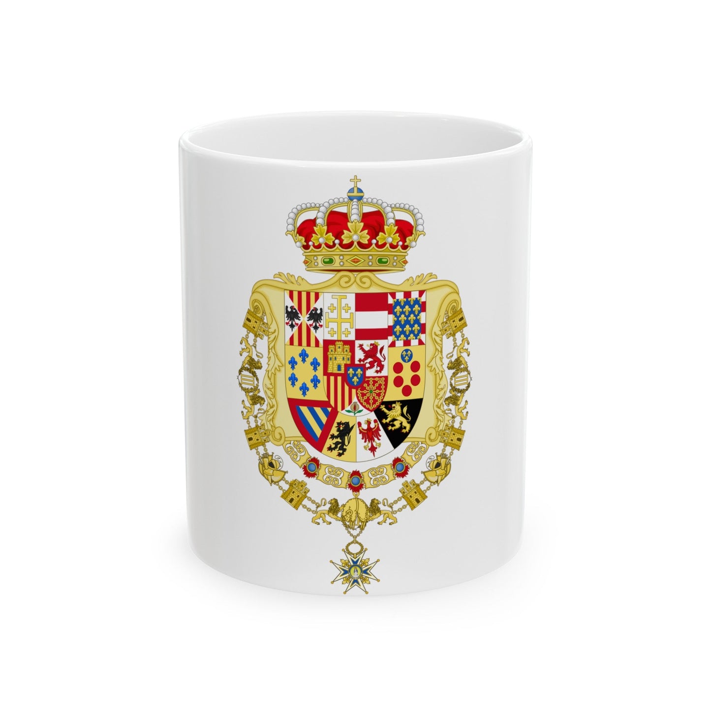 Greater Royal Coat of Arms of Spain (1931) - White Coffee Mug-11oz-The Sticker Space