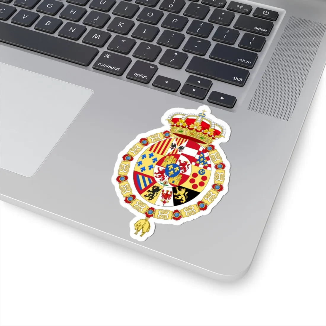 Greater Royal Coat of Arms of Spain c.1883-1931 Golden Fleece Variant (Spain) (Coat of Arms) STICKER Vinyl Kiss-Cut Decal - The Sticker Space