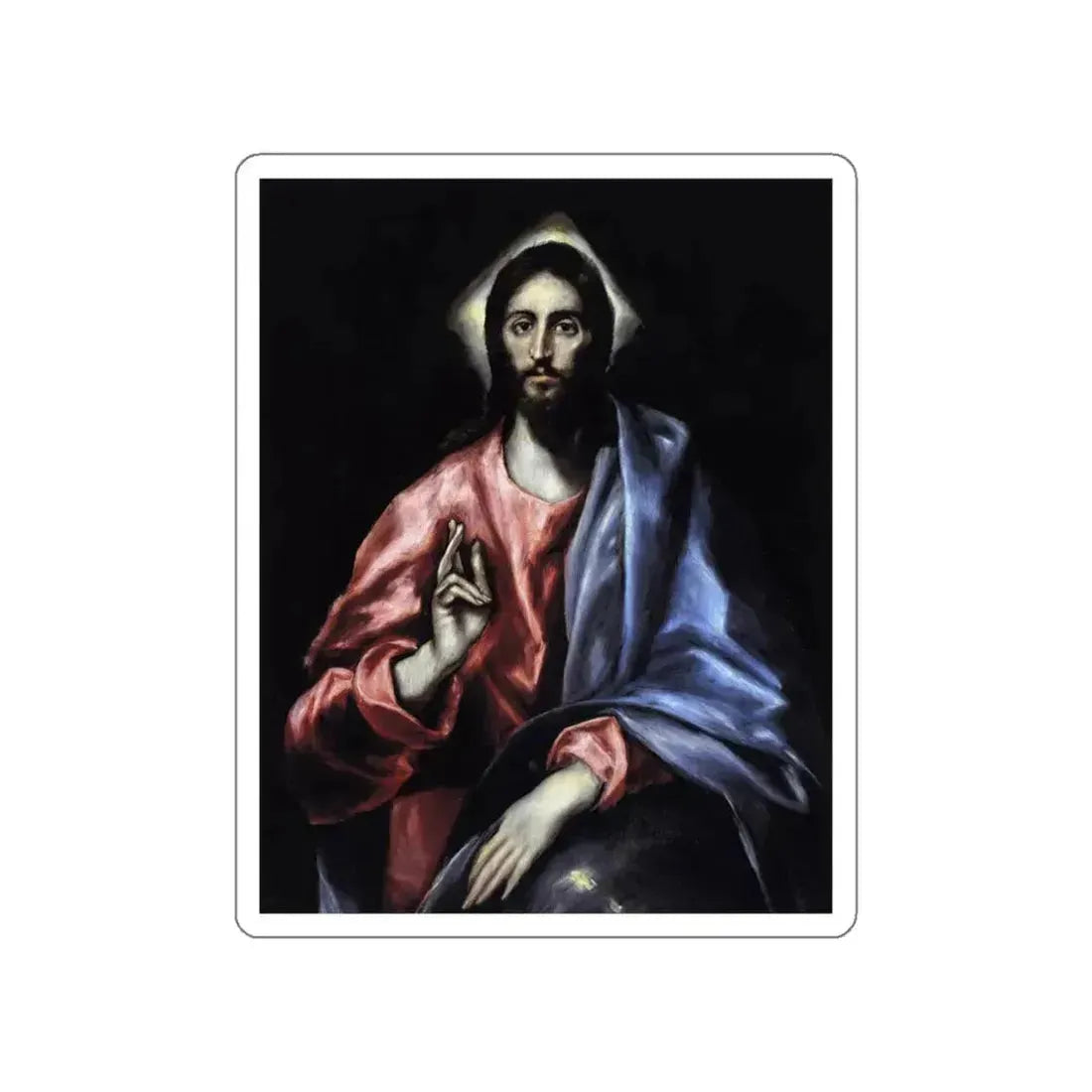 GRECO, El -1610-14 Christ & Apostles- Christ as Saviour (Artwork) STICKER Vinyl Die-Cut Decal White Die-Cut 3 Inch - The Sticker Space