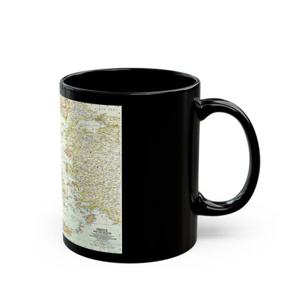 Greece and the Aegean (1958) (Map) Black Coffee Mug-The Sticker Space