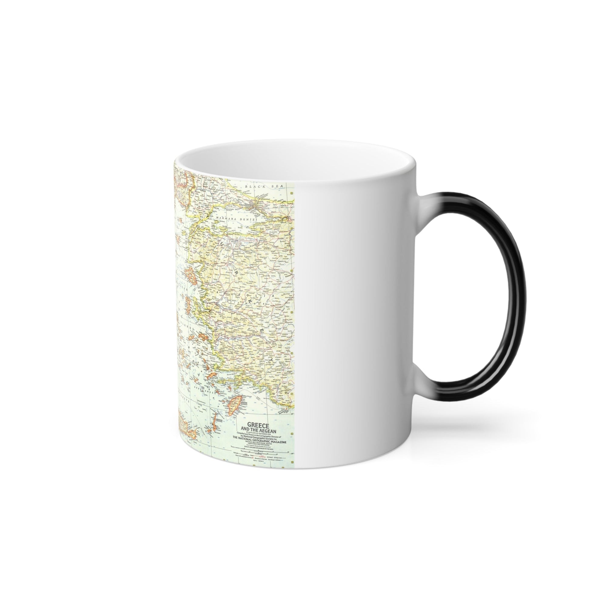 Greece and the Aegean (1958) (Map) Color Changing Mug 11oz-11oz-The Sticker Space