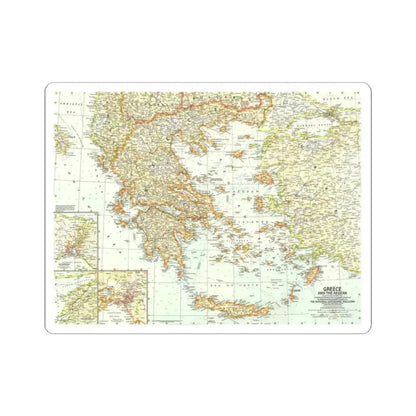 Greece and the Aegean (1958) (Map) STICKER Vinyl Kiss-Cut Decal 2 Inch White - The Sticker Space