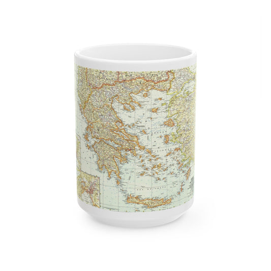 Greece and the Aegean (1958) (Map) White Coffee Mug-15oz-The Sticker Space