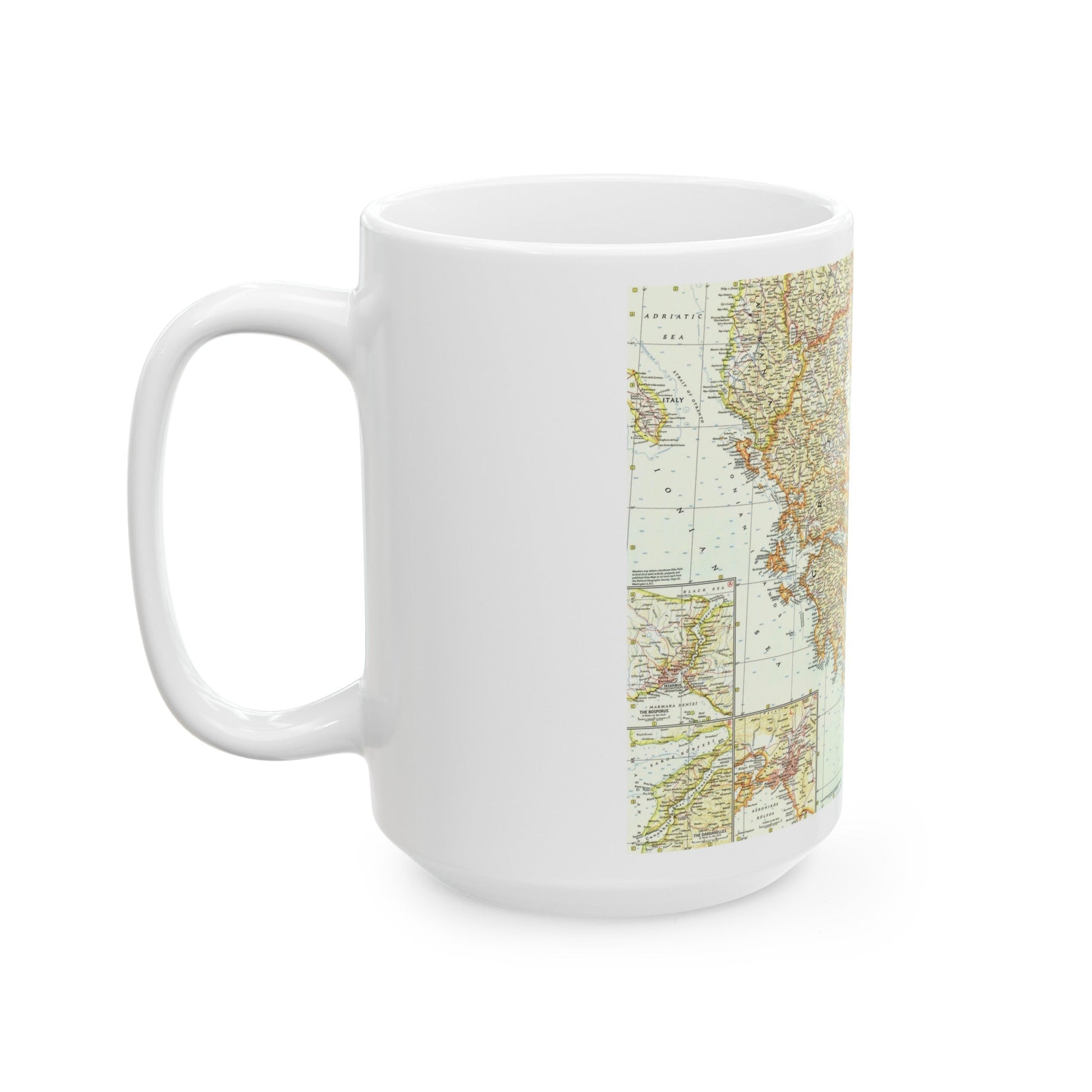 Greece and the Aegean (1958) (Map) White Coffee Mug-The Sticker Space