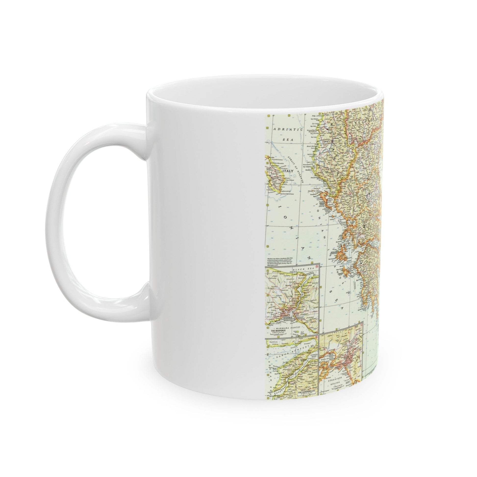 Greece and the Aegean (1958) (Map) White Coffee Mug-The Sticker Space