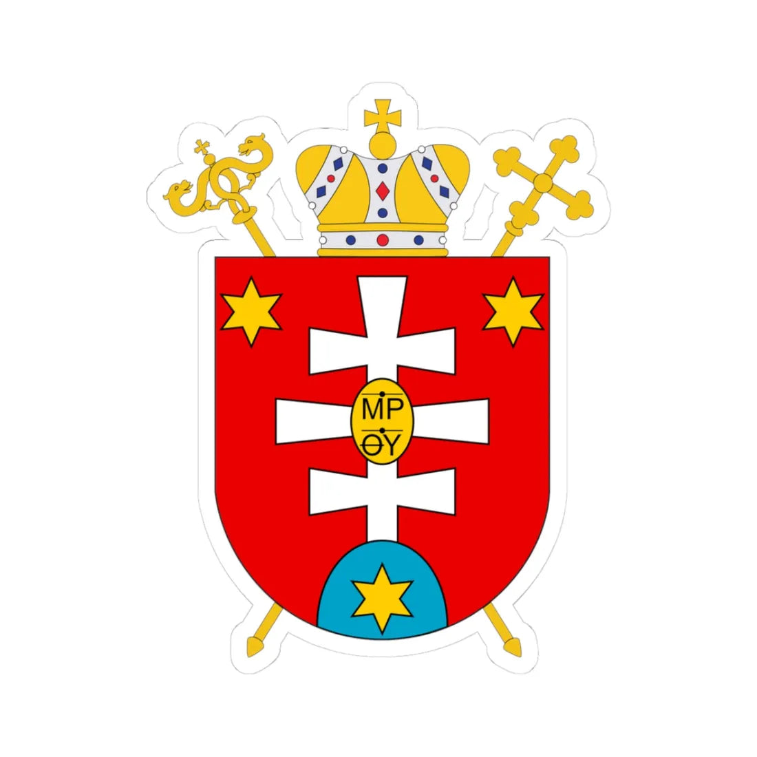 Greek Catholic Eparchy of Mukachevo (Ukraine) (Coat of Arms) STICKER Vinyl Kiss-Cut Decal 3 Inch White - The Sticker Space