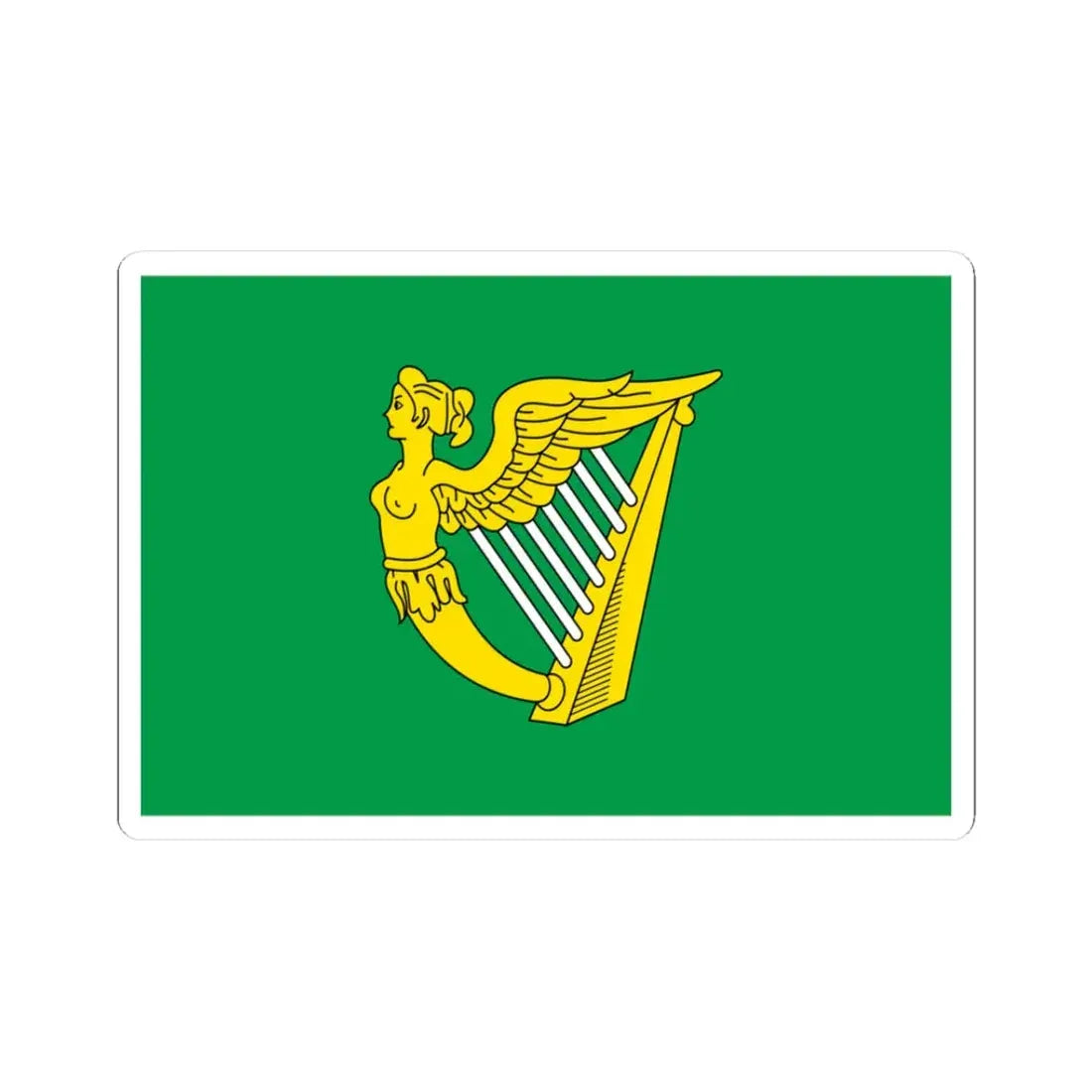 Green harp flag of Ireland 17th century (Ireland) STICKER Vinyl Kiss-Cut Decal 3 Inch White - The Sticker Space