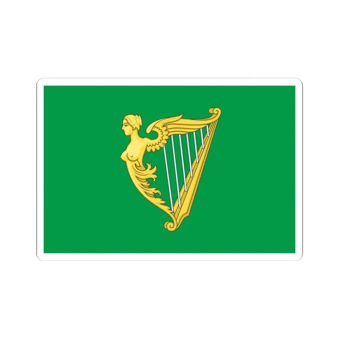 Green harp flag of Ireland (Ireland) STICKER Vinyl Kiss-Cut Decal 4 Inch White - The Sticker Space