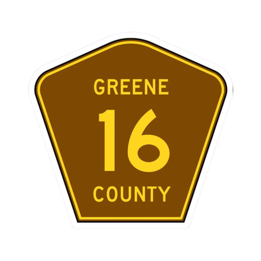 Greene County 16 NY (New York) (Road Sign) STICKER Vinyl Kiss-Cut Decal 2 Inch White - The Sticker Space