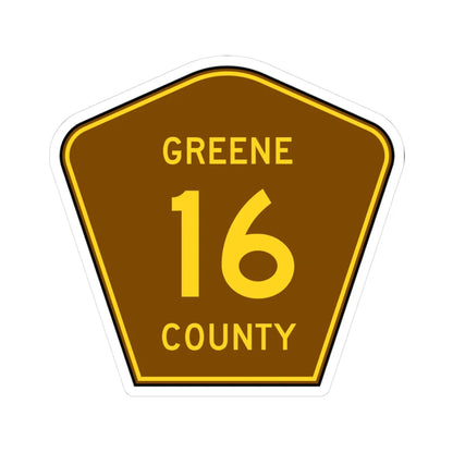 Greene County 16 NY (New York) (Road Sign) STICKER Vinyl Kiss-Cut Decal 3 Inch White - The Sticker Space