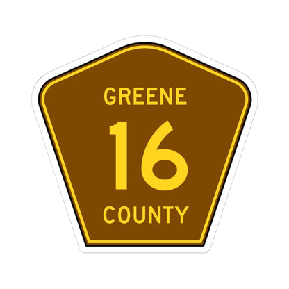 Greene County 16 NY (New York) (Road Sign) STICKER Vinyl Kiss-Cut Decal 4 Inch White - The Sticker Space