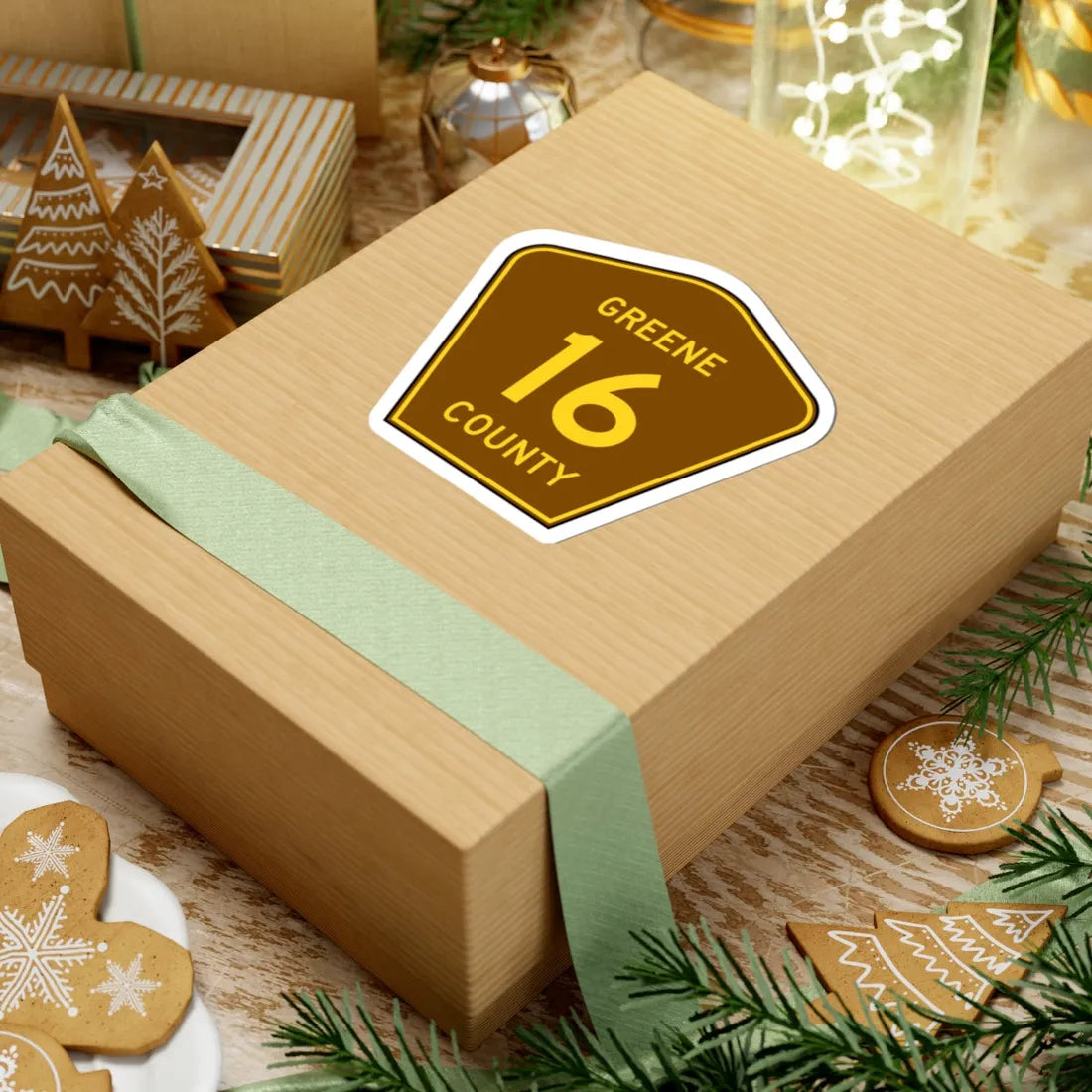 Greene County 16 NY (New York) (Road Sign) STICKER Vinyl Kiss-Cut Decal - The Sticker Space