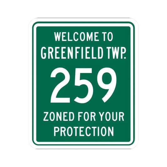 Greenfield Township Route 259 Fairfield County Ohio (Ohio) (Road Sign) STICKER Vinyl Kiss-Cut Decal 2 Inch White - The Sticker Space