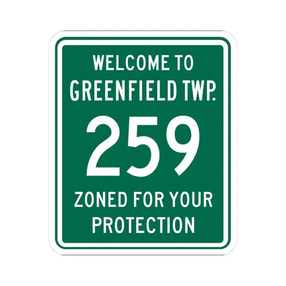 Greenfield Township Route 259 Fairfield County Ohio (Ohio) (Road Sign) STICKER Vinyl Kiss-Cut Decal 3 Inch White - The Sticker Space