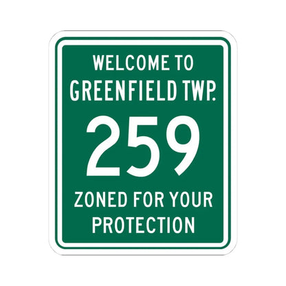 Greenfield Township Route 259 Fairfield County Ohio (Ohio) (Road Sign) STICKER Vinyl Kiss-Cut Decal 4 Inch White - The Sticker Space