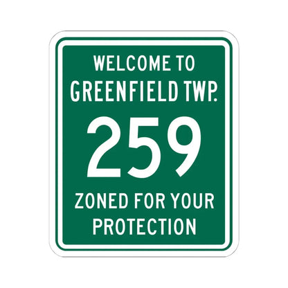 Greenfield Township Route 259 Fairfield County Ohio (Ohio) (Road Sign) STICKER Vinyl Kiss-Cut Decal 6 Inch White - The Sticker Space
