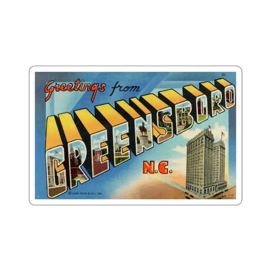 Greensboro NC (Greeting Cards) STICKER Vinyl Die-Cut Decal 6 Inch - The Sticker Space