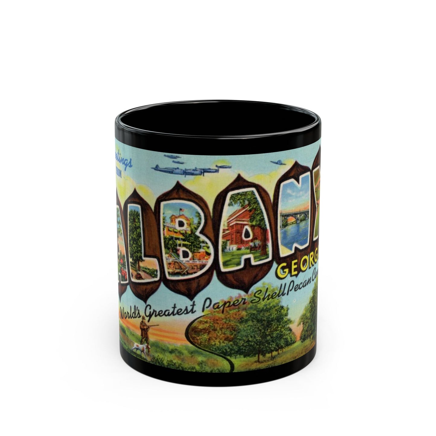 Greeting card from Albany Georgia (Greeting Postcards) Black Coffee Mug-11oz-The Sticker Space