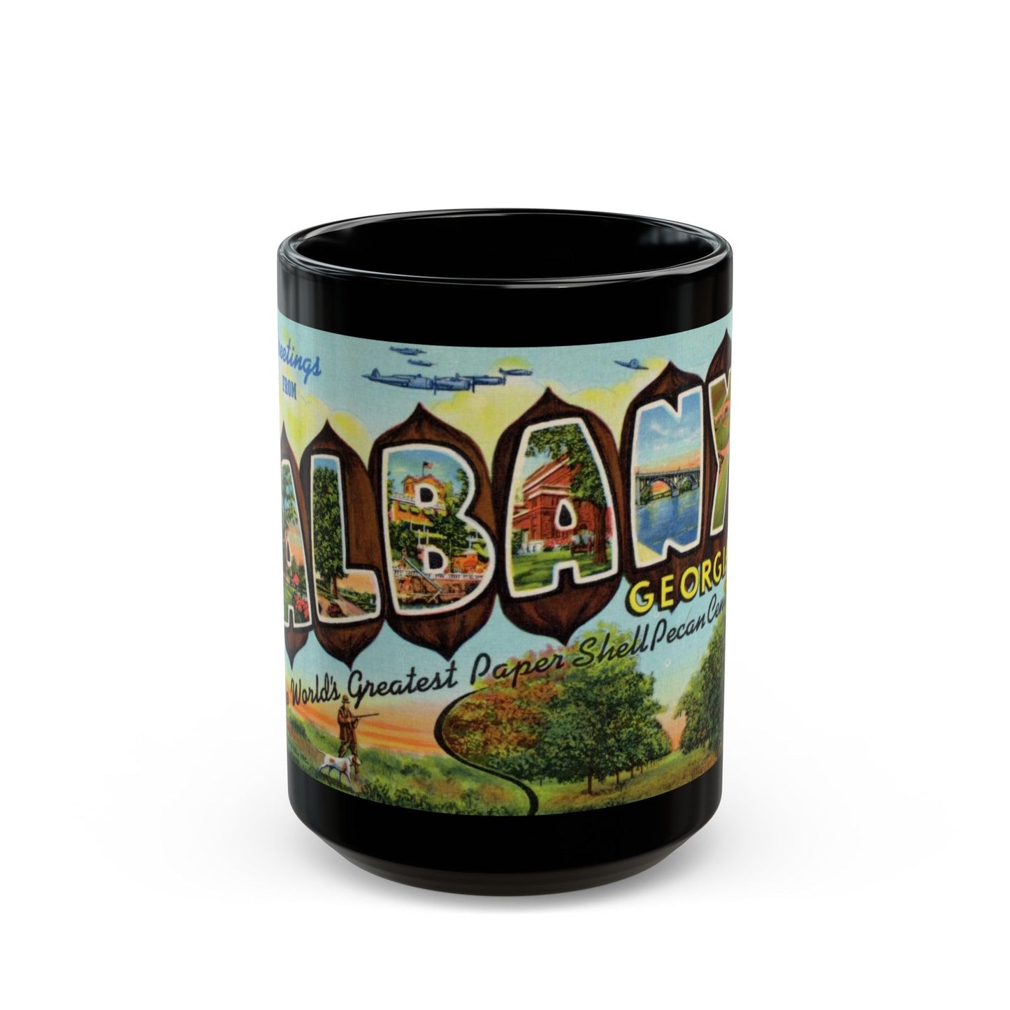 Greeting card from Albany Georgia (Greeting Postcards) Black Coffee Mug-15oz-The Sticker Space