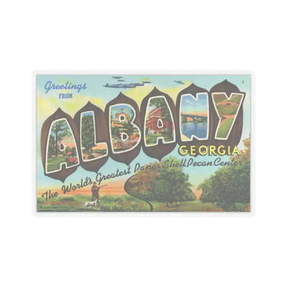 Greeting card from Albany Georgia (Greeting Postcards) STICKER Vinyl Kiss-Cut Decal 4 Inch Transparent - The Sticker Space