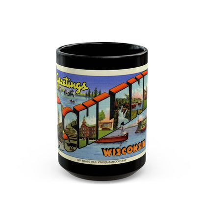 Greeting card from Ashland Wisconsin (Greeting Postcards) Black Coffee Mug-15oz-The Sticker Space