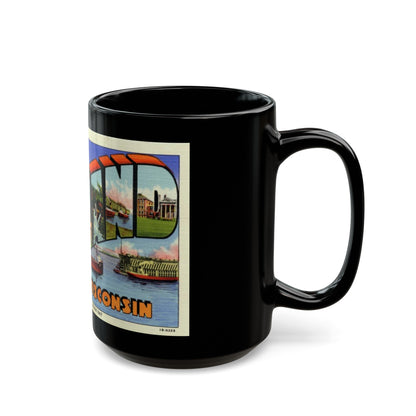 Greeting card from Ashland Wisconsin (Greeting Postcards) Black Coffee Mug-The Sticker Space