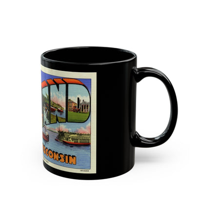 Greeting card from Ashland Wisconsin (Greeting Postcards) Black Coffee Mug-The Sticker Space