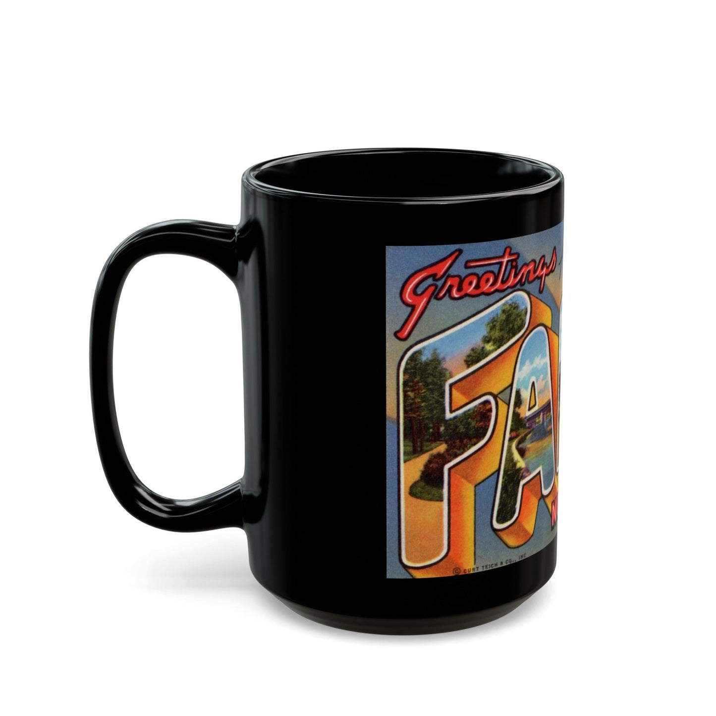 Greeting card from Fargo North Dakota (Greeting Postcards) Black Coffee Mug-The Sticker Space