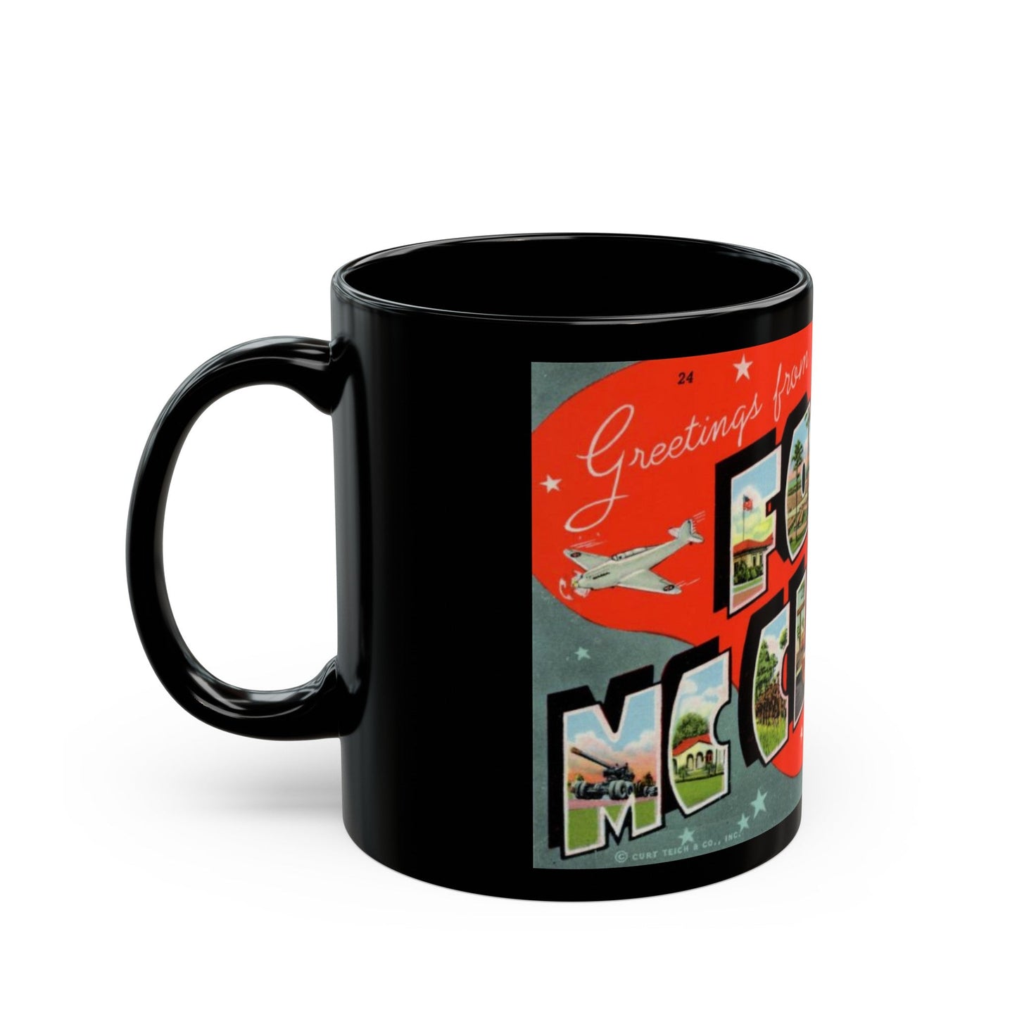 Greeting card from Fort McClellan Ala (Greeting Postcards) Black Coffee Mug-The Sticker Space