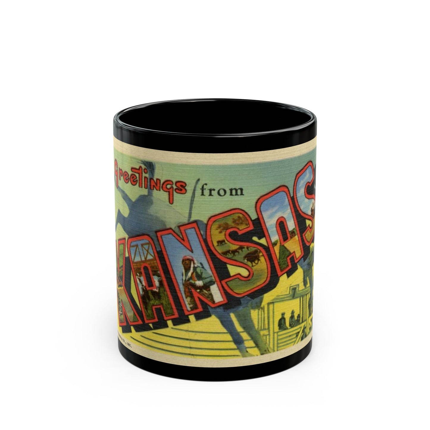 Greeting card from Kansas (Greeting Postcards) Black Coffee Mug-11oz-The Sticker Space