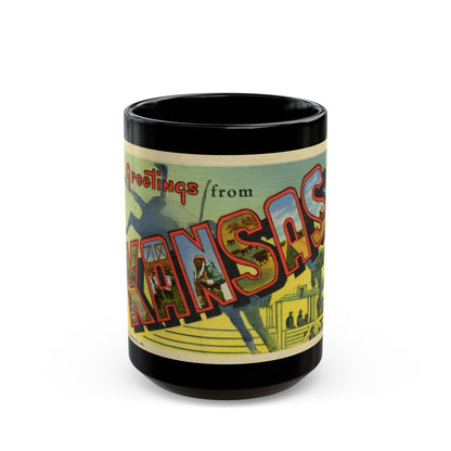 Greeting card from Kansas (Greeting Postcards) Black Coffee Mug-15oz-The Sticker Space