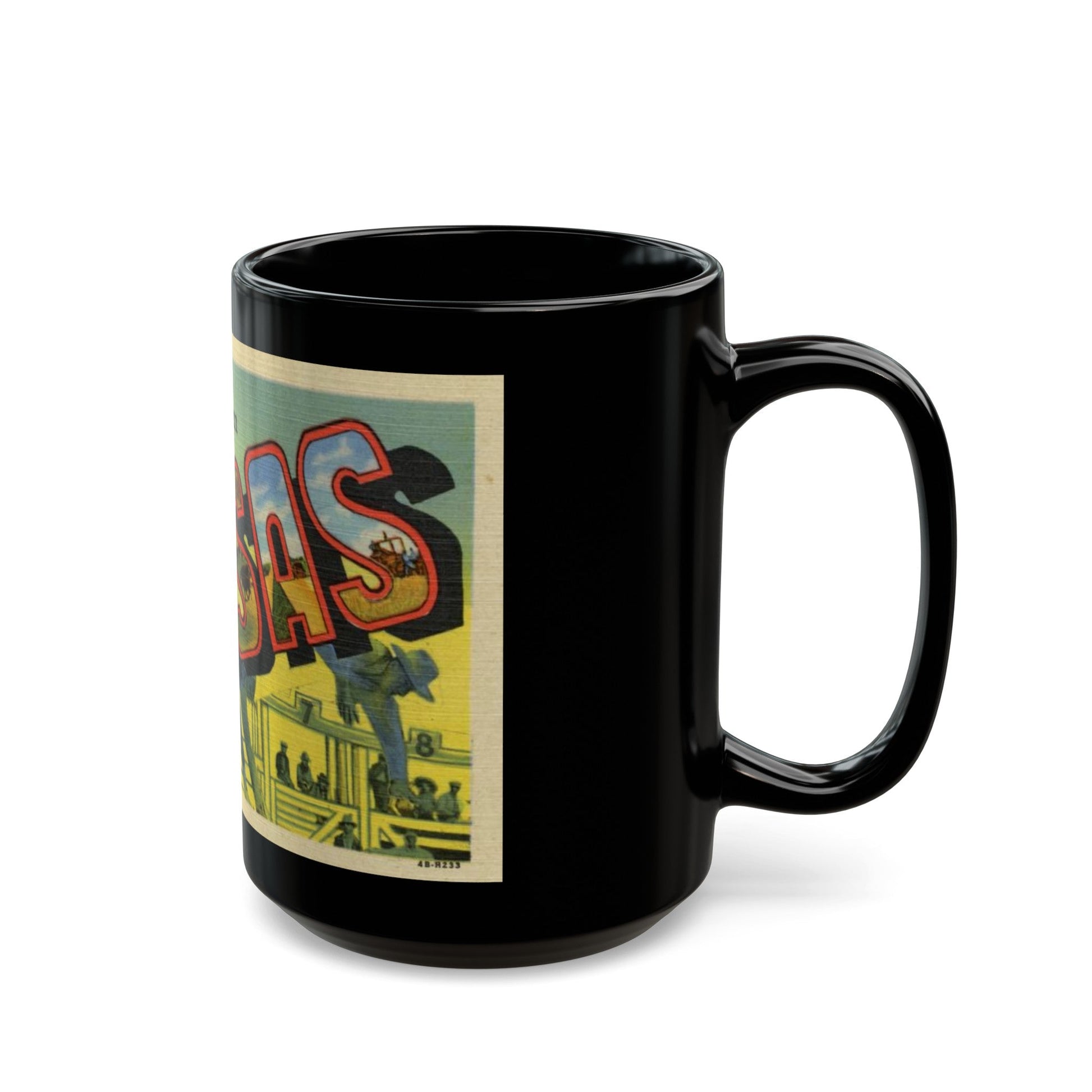 Greeting card from Kansas (Greeting Postcards) Black Coffee Mug-The Sticker Space