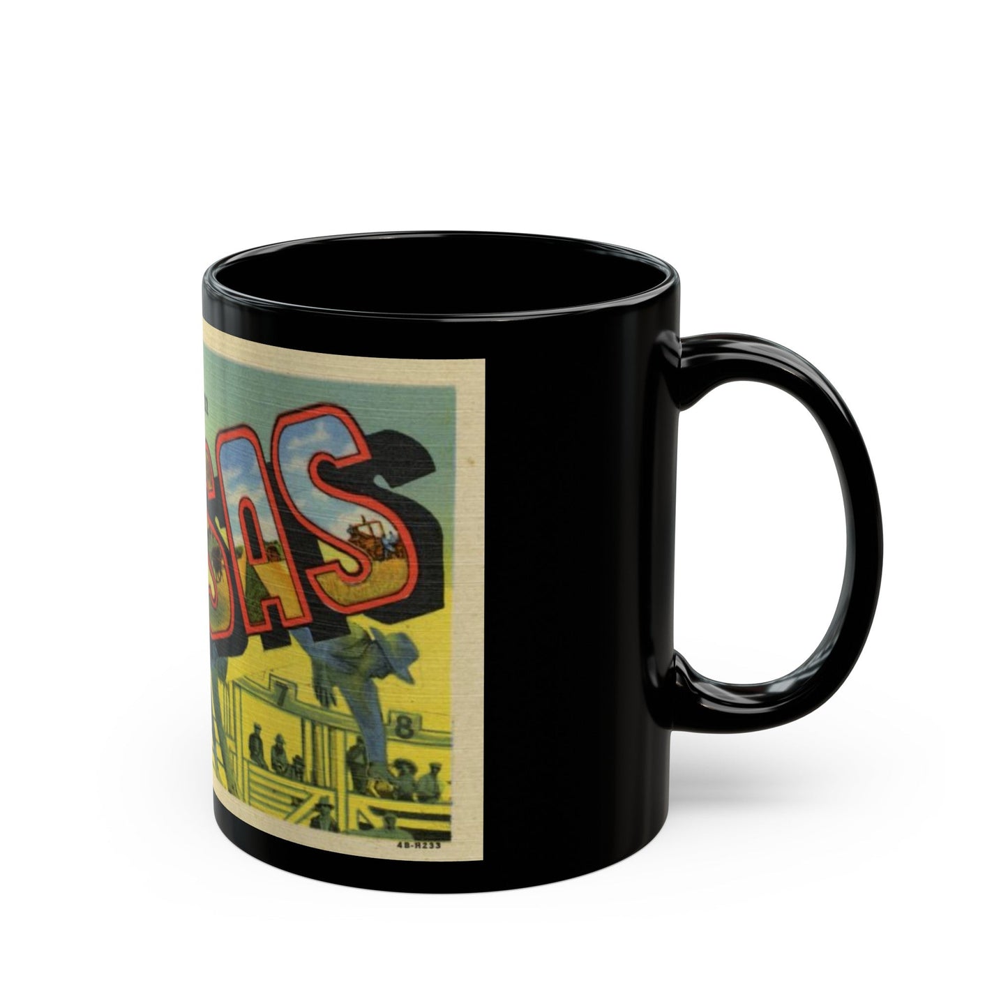 Greeting card from Kansas (Greeting Postcards) Black Coffee Mug-The Sticker Space