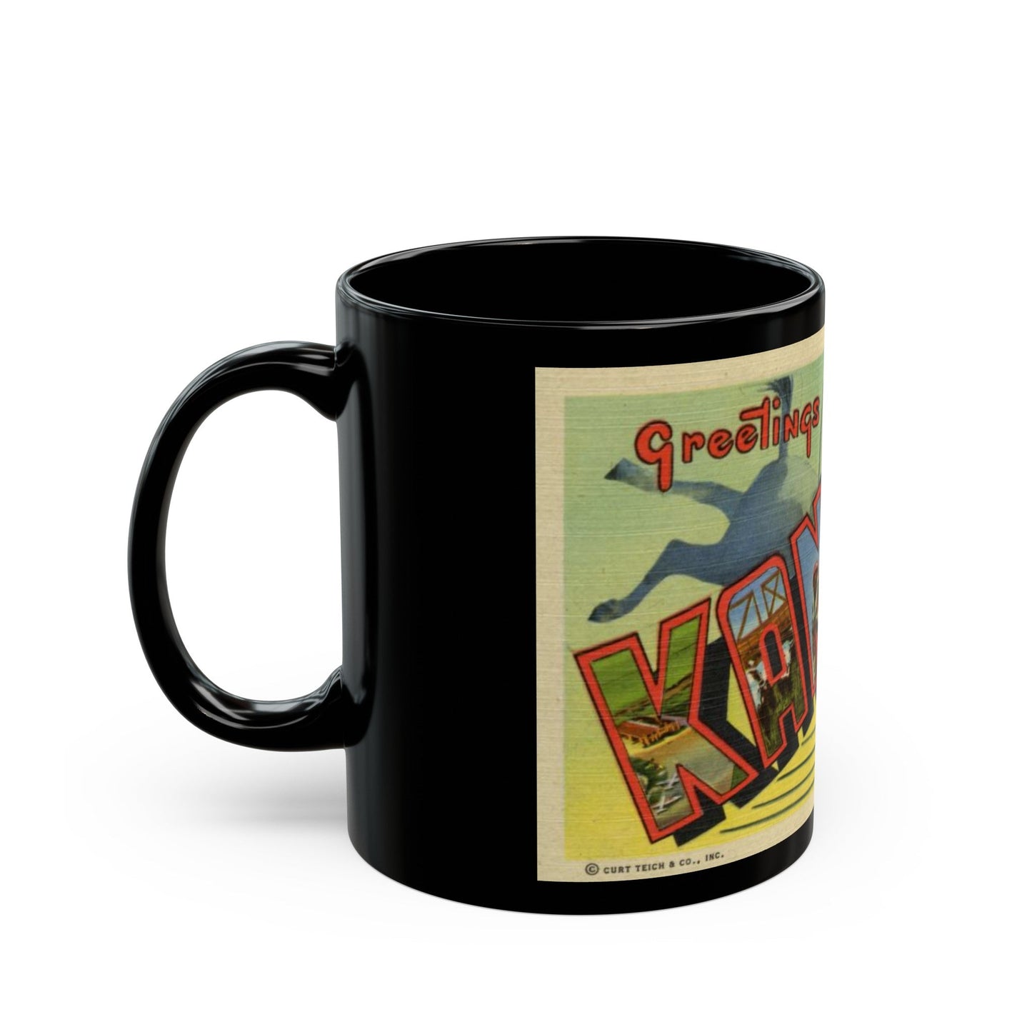 Greeting card from Kansas (Greeting Postcards) Black Coffee Mug-The Sticker Space