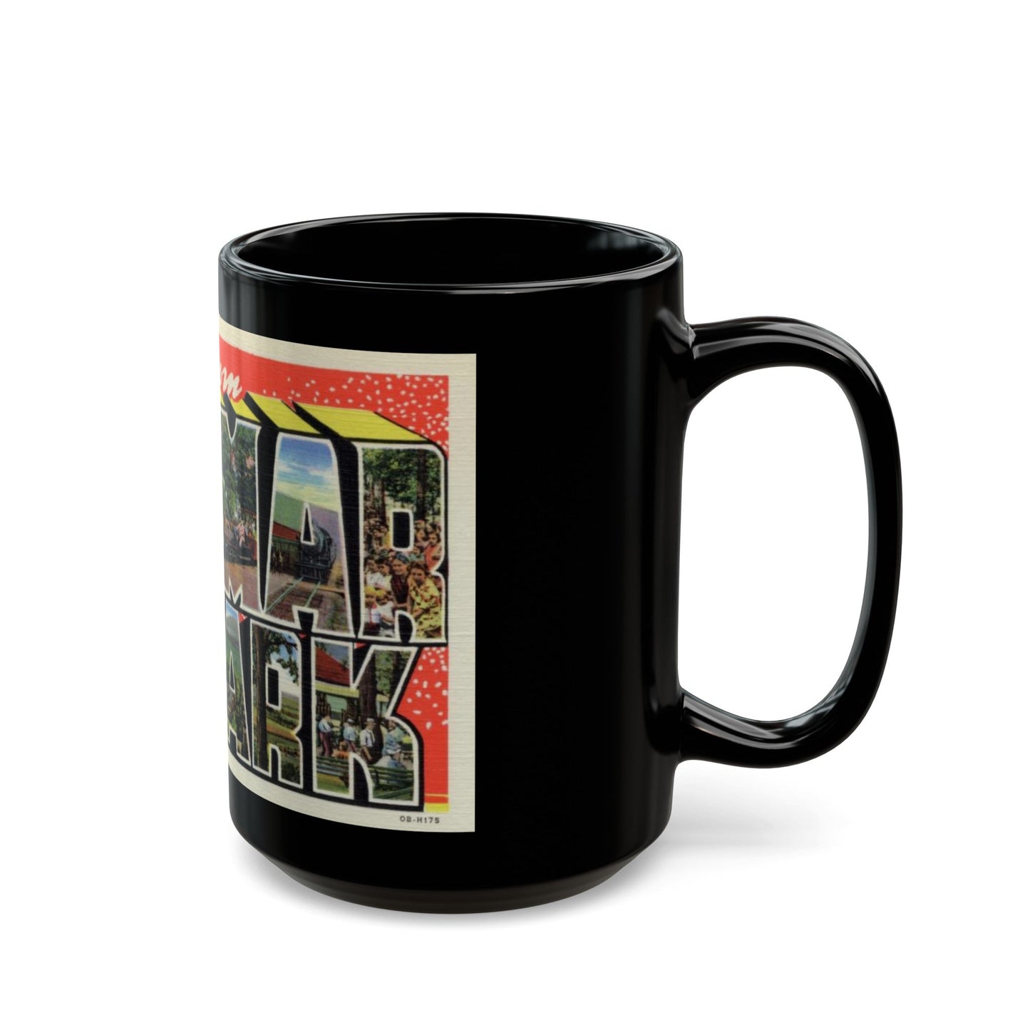 Greeting card from Pen Mar Park (Greeting Postcards) Black Coffee Mug-The Sticker Space