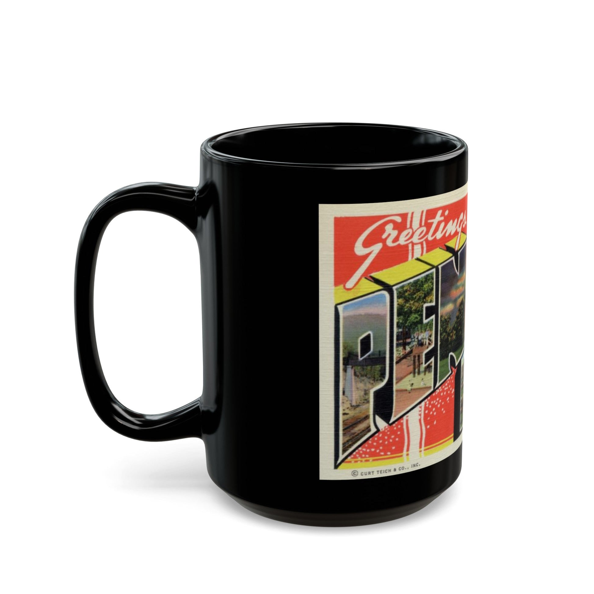 Greeting card from Pen Mar Park (Greeting Postcards) Black Coffee Mug-The Sticker Space