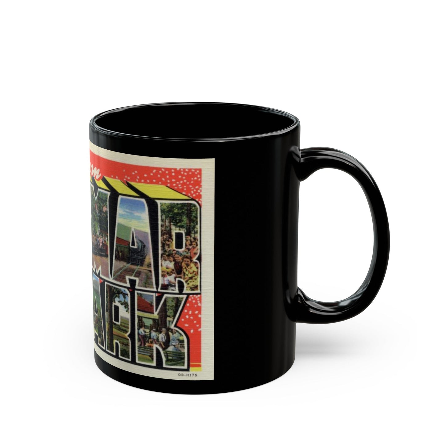 Greeting card from Pen Mar Park (Greeting Postcards) Black Coffee Mug-The Sticker Space