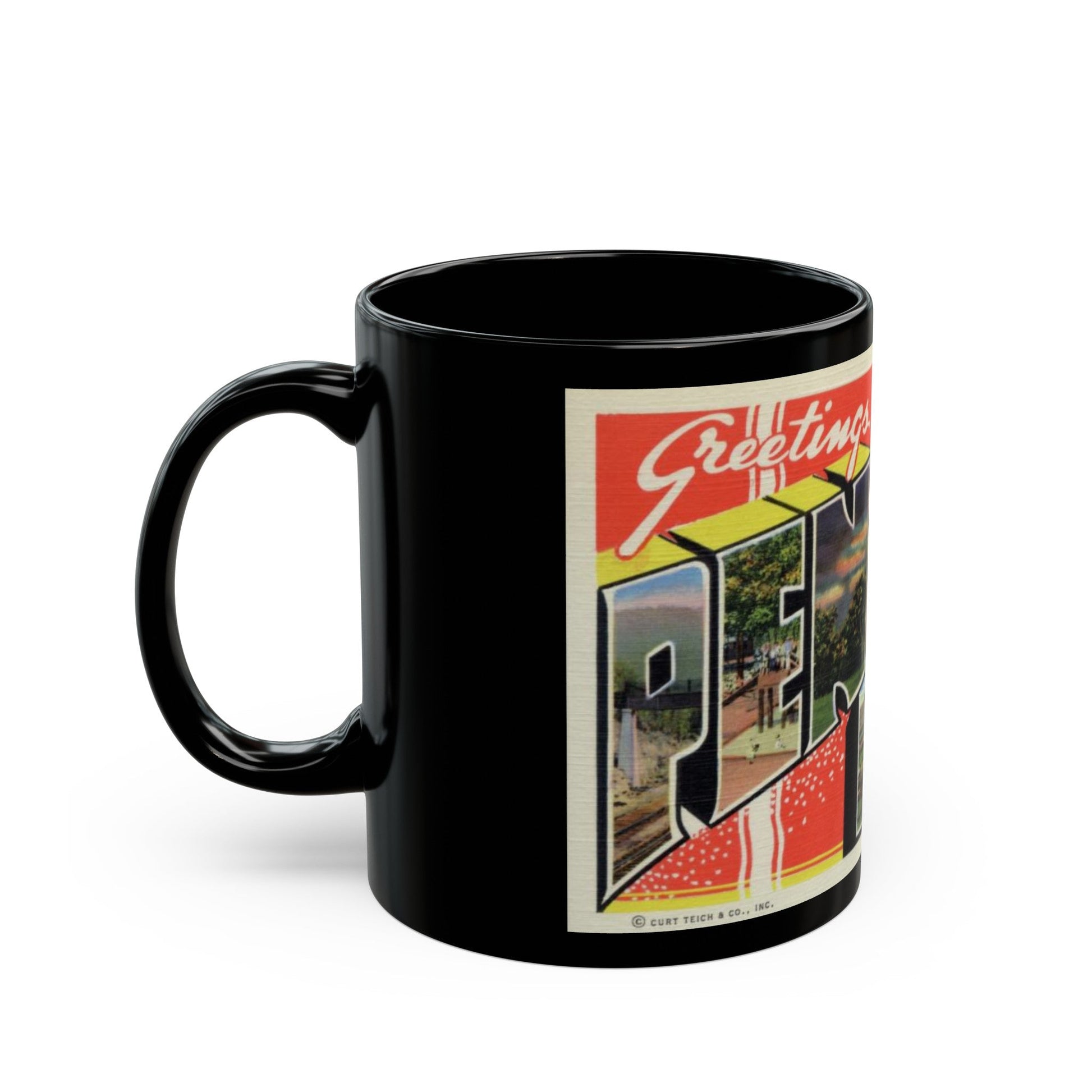 Greeting card from Pen Mar Park (Greeting Postcards) Black Coffee Mug-The Sticker Space