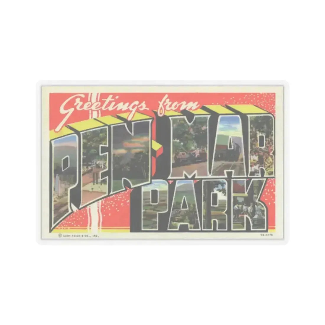Greeting card from Pen Mar Park (Greeting Postcards) STICKER Vinyl Kiss-Cut Decal 2 Inch Transparent - The Sticker Space