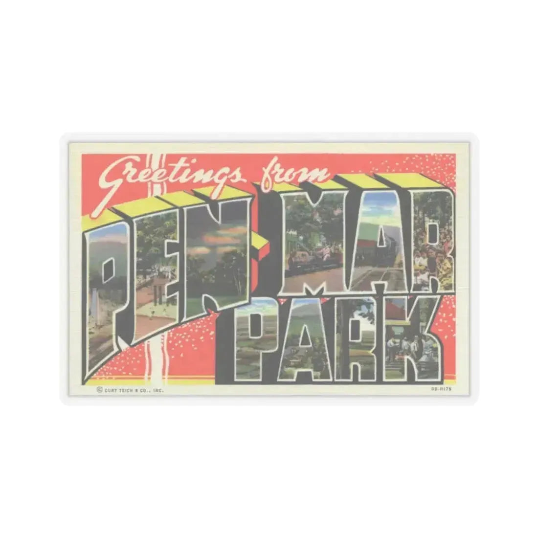 Greeting card from Pen Mar Park (Greeting Postcards) STICKER Vinyl Kiss-Cut Decal 4 Inch Transparent - The Sticker Space