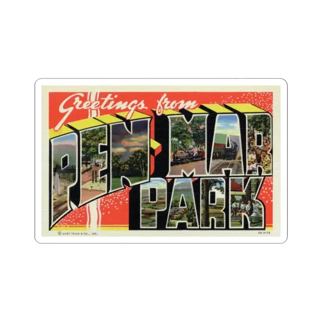 Greeting card from Pen Mar Park (Greeting Postcards) STICKER Vinyl Kiss-Cut Decal 4 Inch White - The Sticker Space