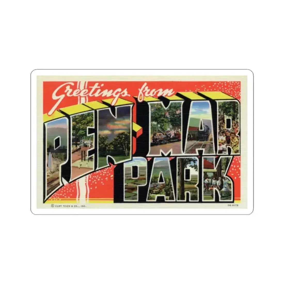Greeting card from Pen Mar Park (Greeting Postcards) STICKER Vinyl Kiss-Cut Decal 6 Inch White - The Sticker Space