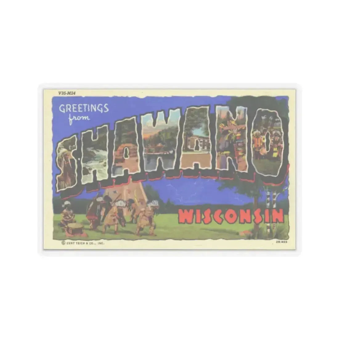 Greeting card from Shawano Wisconsin (Greeting Postcards) STICKER Vinyl Kiss-Cut Decal 2 Inch Transparent - The Sticker Space