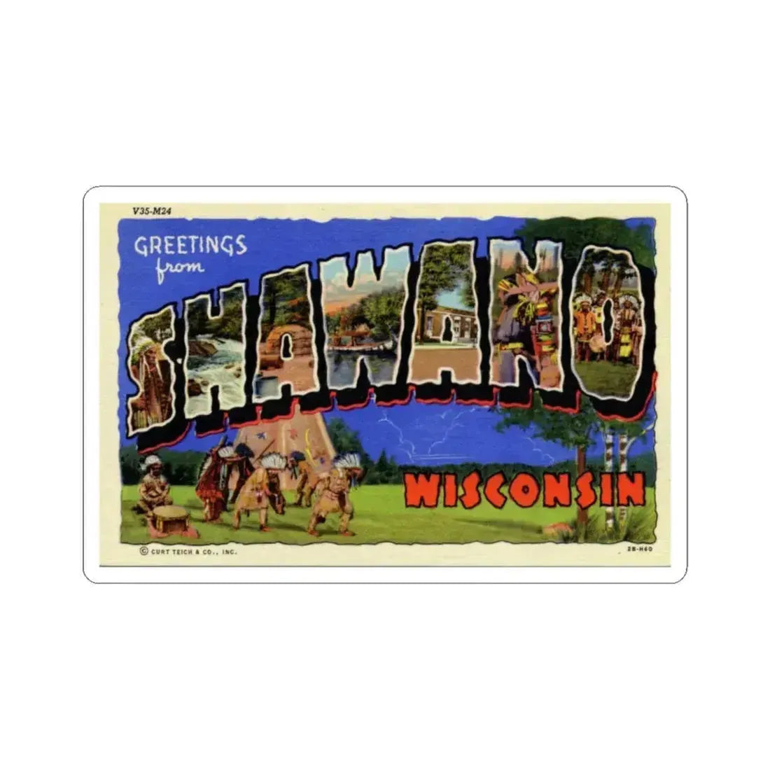 Greeting card from Shawano Wisconsin (Greeting Postcards) STICKER Vinyl Kiss-Cut Decal 6 Inch White - The Sticker Space