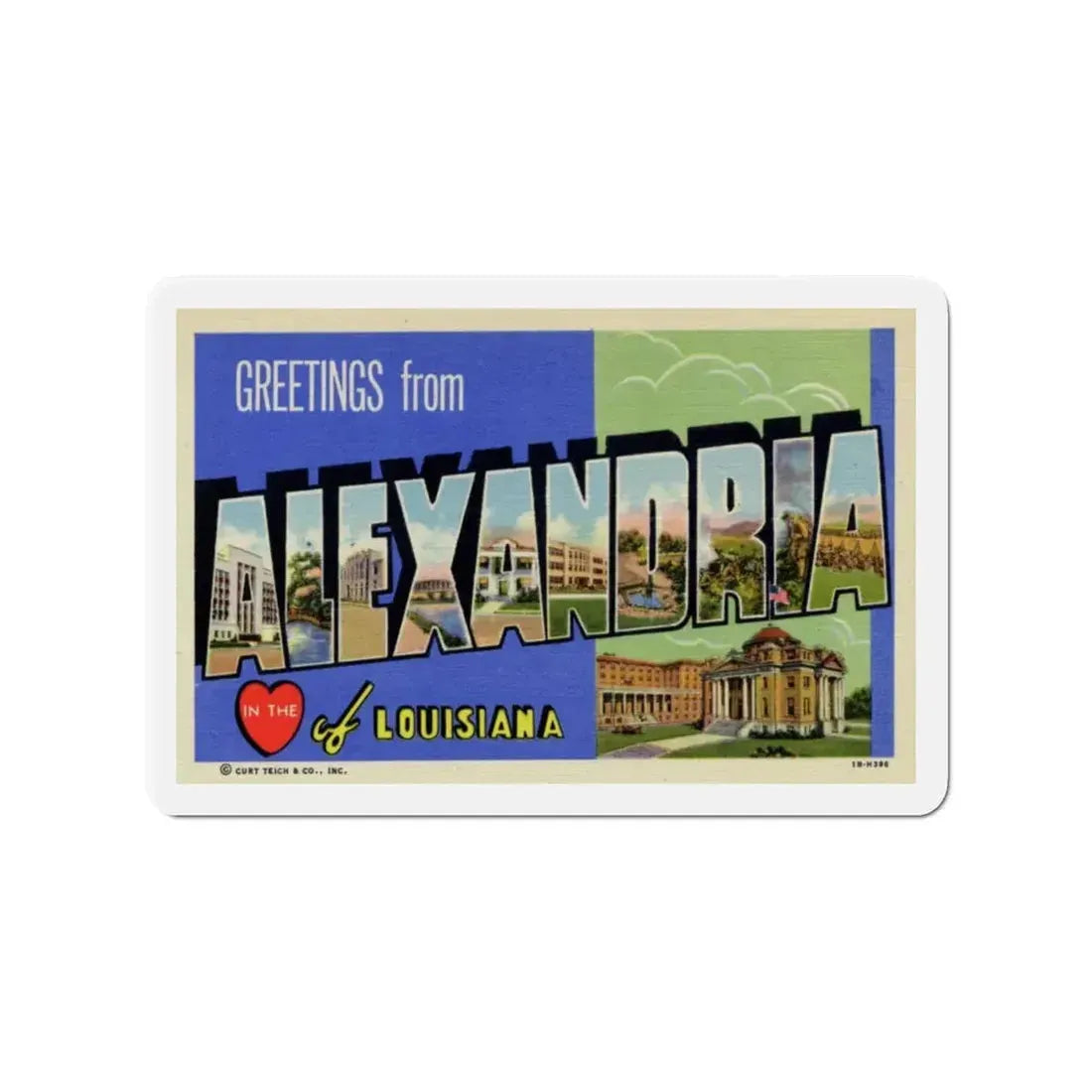 Greetings from Alexandria in the Heart of Louisiana (Greeting Postcards) Refrigerator Magnet 3 Inch - The Sticker Space